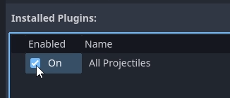 On the Plugins tab -> Enable All Projectiles checkbox